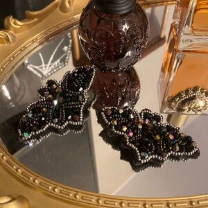 Felt beaded bat earrings